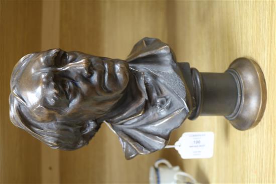 A bronze bust, Herbert Hampton, dated 1903